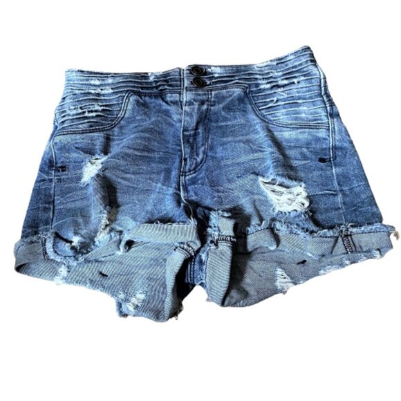 2/$40 RtA Salvador Ripped Jean Shorts in Destroyed Daze - Picture 5 of 16